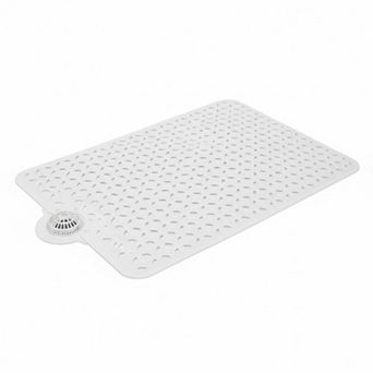 Non Slip Bath Mat Tub Shower with Hair Catcher Detachable TPE Big Drain Holes Ultra Grip 39x17