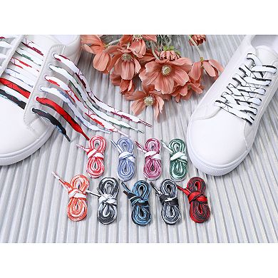 Women's Flat Irregular Color Blocks Shoelaces for Sneakers 2 Pairs