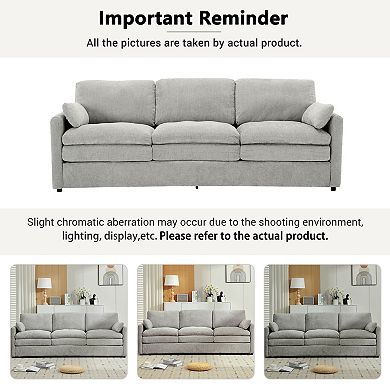 Pnronnc 3 Seater Cloud Sofa Couch Upholstered Chenille Sofa with Plush Cushion