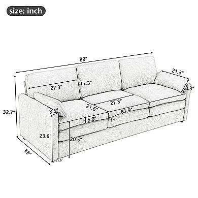 Pnronnc 3 Seater Cloud Sofa Couch Upholstered Chenille Sofa with Plush Cushion