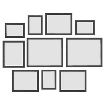 Set of 10 Photo Frames with Glass Fronts for Gallery Wall Display