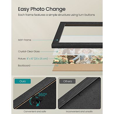 Set of 10 Photo Frames with Glass Fronts for Gallery Wall Display