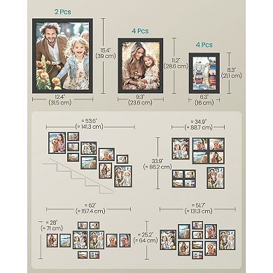 Set of 10 Photo Frames with Glass Fronts for Gallery Wall Display