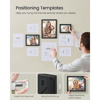Set of 10 Photo Frames with Glass Fronts for Gallery Wall Display