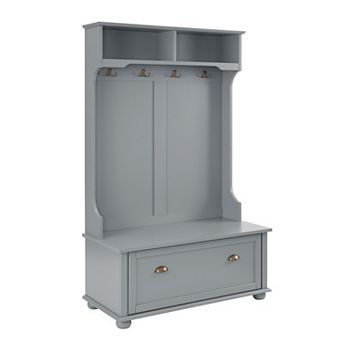 Pnronnc 4-in-1 Modern Entryway Hall Tree with Shoe Rack Bench and Coat Hooks, Shelves