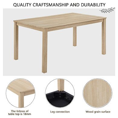 Pnronnc 6-Piece Wooden Dining Table Set with Bench and 4 Upholstered Chairs