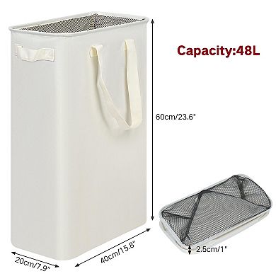 Slim Collapsible Laundry Basket Narrow Hamper With Handles Durable 600D Oxford Fabric Small Spaces
