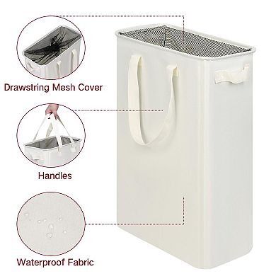 Slim Collapsible Laundry Basket Narrow Hamper With Handles Durable 600D Oxford Fabric Small Spaces