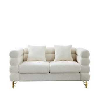 Pnronnc Oversized 2 Seater Sofa, Comfort Deep Seat Loveseat Sofa with 2 Pillows