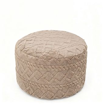 Round Padded Footstool 20x12 in Floor Chair Living Room Bedroom Modern Foam Ottoman