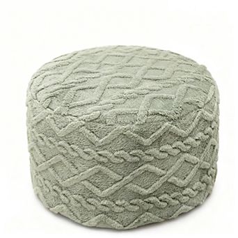 Round Padded Footstool 20x12 in Floor Chair Living Room Bedroom Modern Foam Ottoman