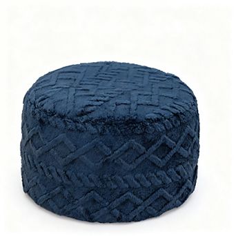 Round Padded Footstool 20x12 in Floor Chair Living Room Bedroom Modern Foam Ottoman