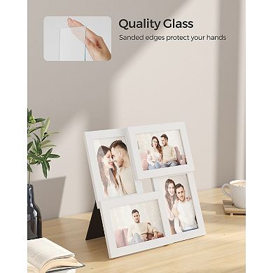 4-Opening Collage Picture Frame, MDF Display with Glass Panel, for Home or Office
