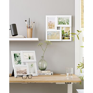 4-Opening Collage Picture Frame, MDF Display with Glass Panel, for Home or Office