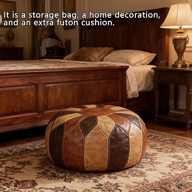 Unfilled Footstool Storage Ottoman Round Bohemian Mat