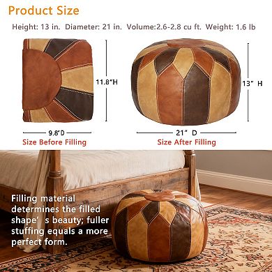 Unfilled Footstool Storage Ottoman Round Bohemian Mat