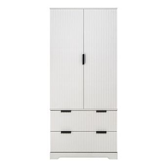 Pnronnc 72" Freestanding Locker Fluted Kitchen Pantry Cabinet with Drawers and Door Racks