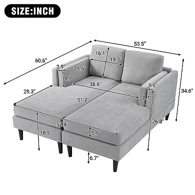 Pnronnc Chenille Convertible Sofa Bed, Modern Chaise Lounge Upholstered Couch
