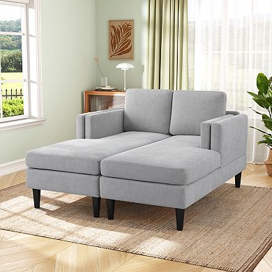 Pnronnc Chenille Convertible Sofa Bed, Modern Chaise Lounge Upholstered Couch