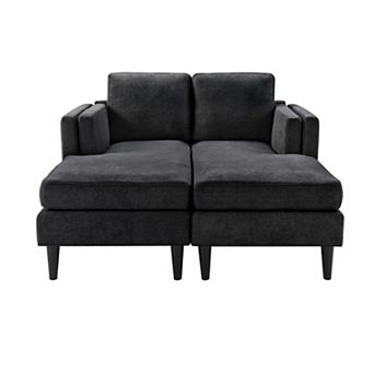 Pnronnc Chenille Convertible Sofa Bed, Modern Chaise Lounge Upholstered Couch
