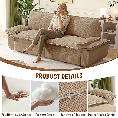 Pnronnc Corduroy Convertible Sofa Bed, Sleeper Loveseat Sofa Pull Out 3 Seat Sofa