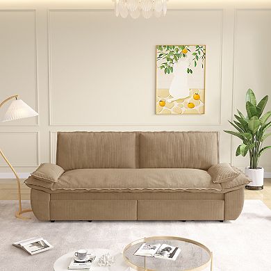 Pnronnc Corduroy Convertible Sofa Bed, Sleeper Loveseat Sofa Pull Out 3 Seat Sofa