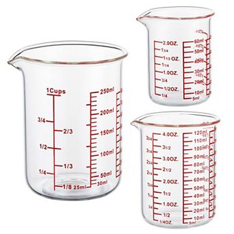 Glass Measuring Cup Set 60ml 120ml 250ml
