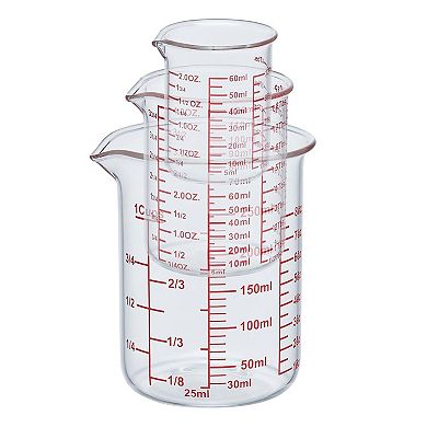 Glass Measuring Cup Set 60ml 120ml 250ml