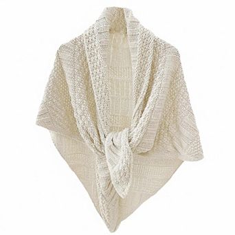 Women's Triangle Knotted Shawl Wrap Casual Knitted Scarf Retro Cape Travel Stole Shoulder Top