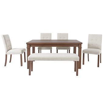 Pnronnc Dining Set 6 pc Kitchen Table Set, Modern Dining Table Set with 4 Chairs and Bench