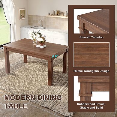 Pnronnc Dining Set 6-Piece Kitchen Table Set, Modern Dining Table Set with 4 Chairs and Bench