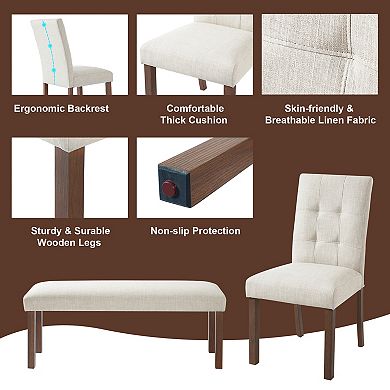 Pnronnc Dining Set 6-Piece Kitchen Table Set, Modern Dining Table Set with 4 Chairs and Bench