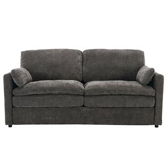 Pnronnc Modern Sofa, Cozy Chenille Loveseat Sofa with Double Cushions and Lumbar Pillow