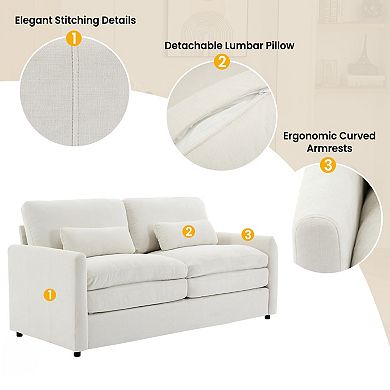 Pnronnc Modern Loveseat Sofa, Small Space Cloud Couch Chenille Upholstered Sofa