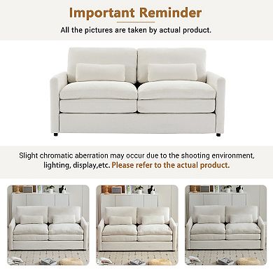 Pnronnc Modern Loveseat Sofa, Small Space Cloud Couch Chenille Upholstered Sofa