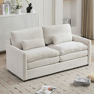 Pnronnc Modern Loveseat Sofa, Small Space Cloud Couch Chenille Upholstered Sofa