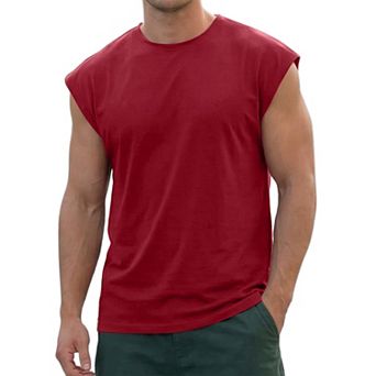Men's Workout Tank Top Loose Fit Muscle Gym Casual Summer Sleeveless T-Shirts