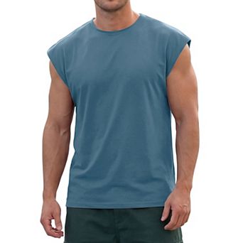 Men's Workout Tank Top Loose Fit Muscle Gym Casual Summer Sleeveless T-Shirts