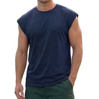 Men's Workout Tank Top Loose Fit Muscle Gym Casual Summer Sleeveless T-Shirts