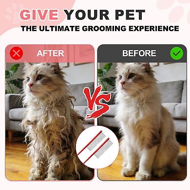 Grooming Pet Comb, Cat Hair Trimmer Combs Loose Hair Removal 2PCS