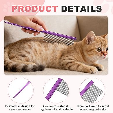 Grooming Pet Comb, Cat Hair Trimmer Combs Loose Hair Removal 2PCS