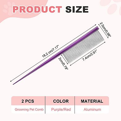 Grooming Pet Comb, Cat Hair Trimmer Combs Loose Hair Removal 2PCS
