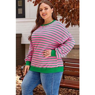 Waffle Knit Crew Neck Plus Size Sweatshirt