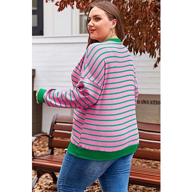 Waffle Knit Crew Neck Plus Size Sweatshirt