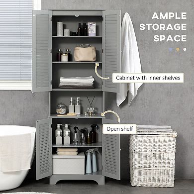 Tall Bathroom Storage Cabinet with Adjustable Shelves for Narrow Spaces