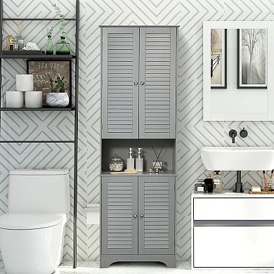 Tall Bathroom Storage Cabinet with Adjustable Shelves for Narrow Spaces