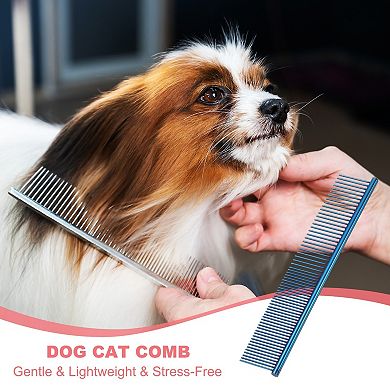 Dog Cat Comb, Pet Combs Stainless Steel Teeth Grooming Tool 2PCS