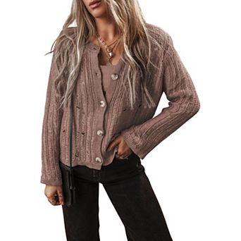 Goat Cut Out Textured Knit Buttoned Cardigan