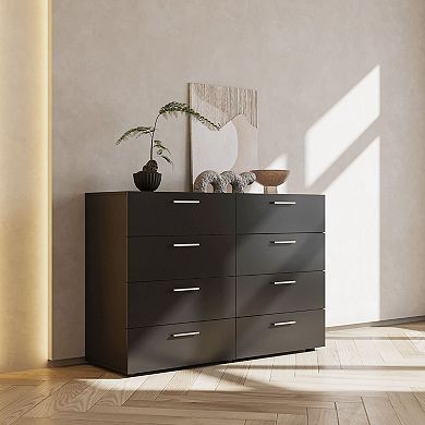 47 inch 8-Drawer Dresser for Multi-Room Storage and Organization - Black