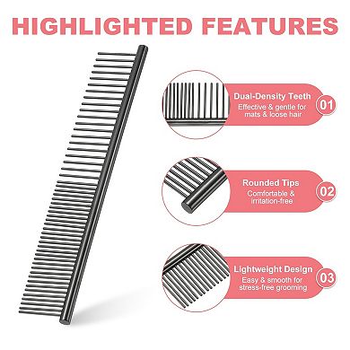 Dog Cat Comb, Rounded Ends for Long Curly Hair Pet 3PCS